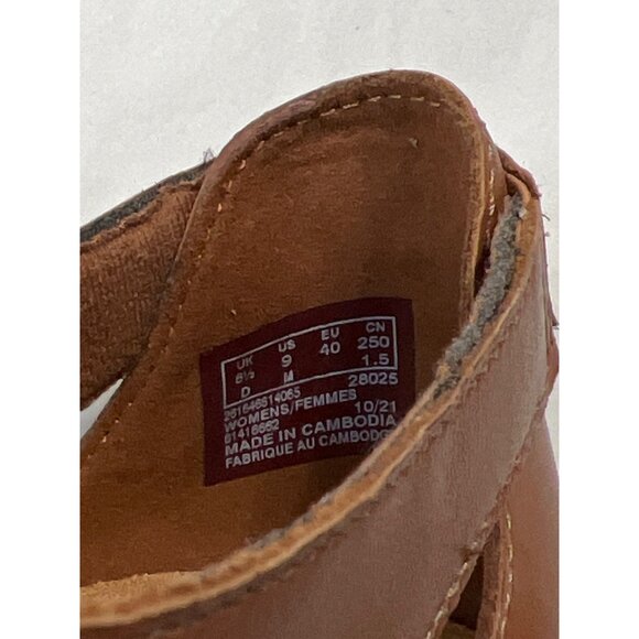 Clarks Collection Brown Leather Crisscross Flats Size 9 - Picture 5 of 10